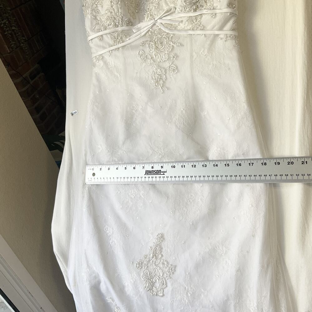 David’s Bridal Women Dress 12 White Rayon Floral A-Line SY9501 Wedding Embroided - Picture 11 of 16